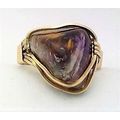 Cacoxanite Amethyst Brass Wire Wrap Gemstone Ri...