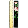 Vintage: black leather bookmark - red & white r...