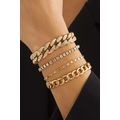Gold 4pcs Rhinestone Decor Adjustable Chain Bra...