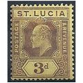 St Lucia 1909 SG71 3d Purple/Yellow Mounted Min...