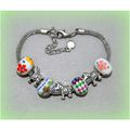Pretty European Beads Charm Bracelet Silver Ton...