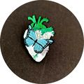 Pin Badge Heart Butterfly Art Enamelled Metal i...