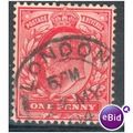 GB stamps 1902-10 KEV11 - 1d SG219 London 98