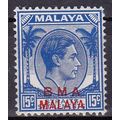 Malaya 1947 KGVI HEAD 15c Blue 'B.M.A. MALAYA' ...