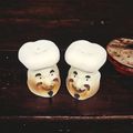 French Chef Head Salt & Pepper Shakers - Cerami...