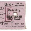 B.T.C. Edmondson Ticket - Coventry to Birmingha...