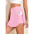 Pink Solid Pocketed Crossover High Waist Swim S...