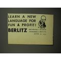 1954 Berlitz School of Languages Ad - Learn a new language for fun & profit