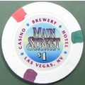 Main Street. $1 Casino Chip. Las Vegas, NV. Z95.