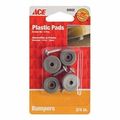 3/4" Dia X 5/16"T Bumper Pad, Grey Plastic, Wit...