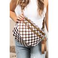 Chestnut Checkered Print Wide Strap Large Cross...
