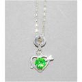 Love Heart Green Crystal Gem Silver Plated Pend...