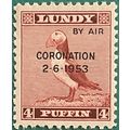 Lundy 1953 Coronation 4d black o/p Brown Mounte...