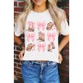 White Western Hat Boots Bow Knot Casual Graphic...