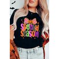 Black SPOOKY SEASON Halloween Pumpkin Bow Print...