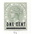 STRAITS SETTLEMENTS 1892 QV SURCHARGE 1c ON 8c ...