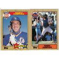 Two 1987 Topps baseball Gary Carter cards 20, 6...