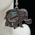 Elephant Earrings Abalone Center #962