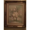 Beautiful floral in pinks and light green framed