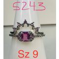 Ring Bomb Party Sz9 RBP Brilliant Pink Gem & Pi...