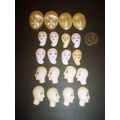 Lot of 20 80s Ladies Faces for Pins and other J...