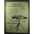1950 Bausch & Lomb 60mm Spotting Scope Ad - Hel...