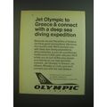 1968 Olympic Airways Ad - Jet Olympic to Greece & connect