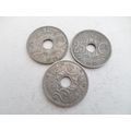 France - 3 differently dated - 25 centime coins...