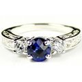 Created Blue Sapphire w/ Two 4mm CZ Accents, 92...