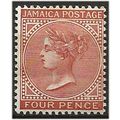 Jamaica 1885 SG22b 4d Red-Brown Wmk Crown CA Mo...