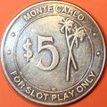 Monte Carlo. $5 Casino Token. Pompano Beach, FL...