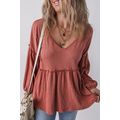 Mineral Red Solid Color Textured Frilled Trim V...