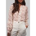 Yellow Printed Lace Detail Floral Puff Sleeve F...
