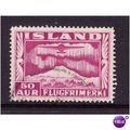 ICELAND 1934 50A PURPLE MONOPLANE SG211 FINE USED