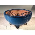 "Blue Ceramic Bonsai Pot - Lotus Shaped Profess...