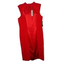 NWT Eva Mendes Red Sleeveless Jacquard Fit Cock...