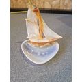 Kitsch retro sail boat trinket dish