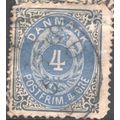 Denmark 1875 - 4ore blue & grey - Numeral - used