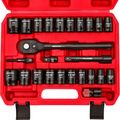 1/2" Drive Socket Wrench Set: 25-Piece SAE & Me...